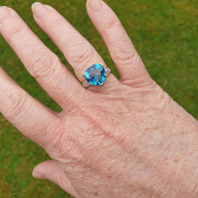 Reserved – Swiss Blue Topaz Ring in 9ct Gold