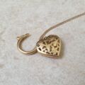 Flower Design Heart Padlock in 9ct Gold