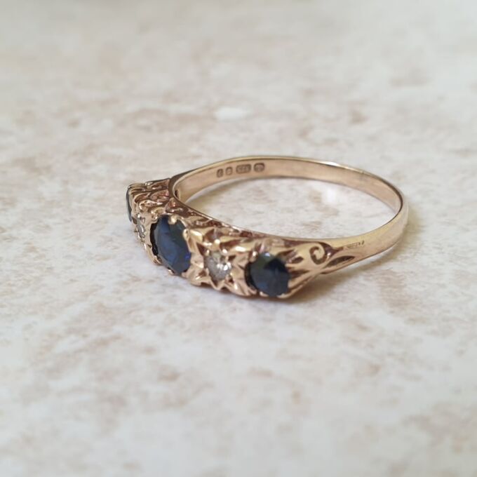 Sapphire and Diamond Ring in 9ct Gold