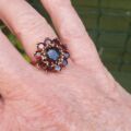 Garnet Cluster Ring in 9ct Gold