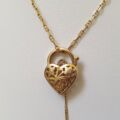 Flower Design Heart Padlock in 9ct Gold