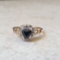 Heart Shaped Sapphire and Diamond Ring in 9ct Gold