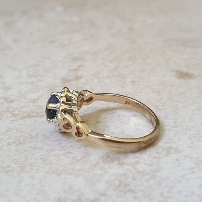 Heart Shaped Sapphire and Diamond Ring in 9ct Gold