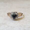 Heart Shaped Sapphire and Diamond Ring in 9ct Gold