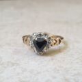Heart Shaped Sapphire and Diamond Ring in 9ct Gold