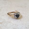 Heart Shaped Sapphire and Diamond Ring in 9ct Gold