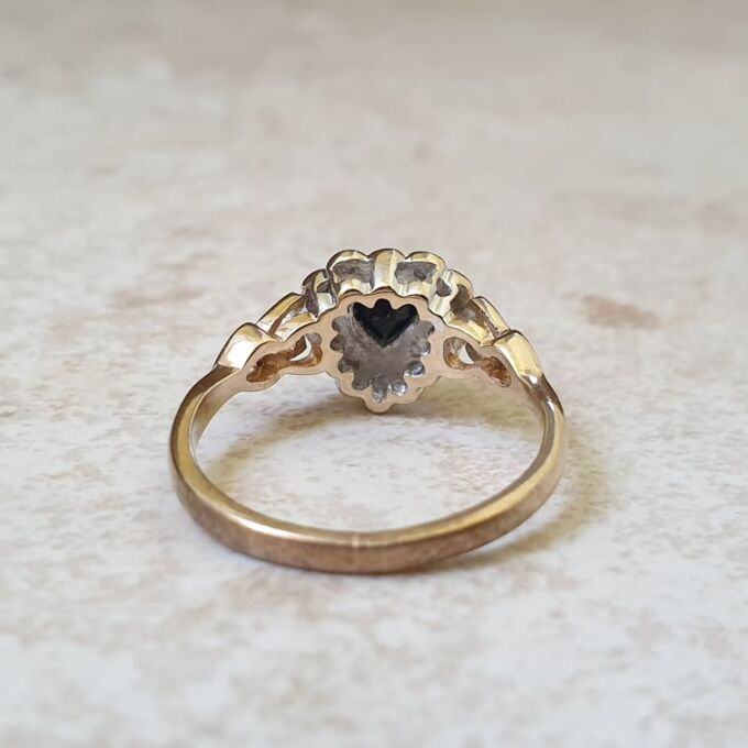 Heart Shaped Sapphire and Diamond Ring in 9ct Gold
