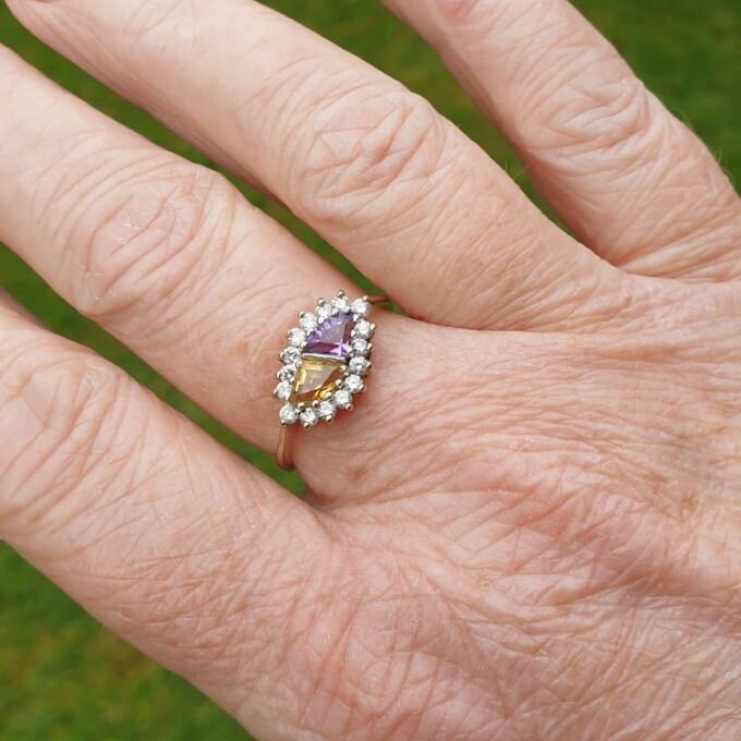 Citrine and Amethyst Ring in 9ct Gold