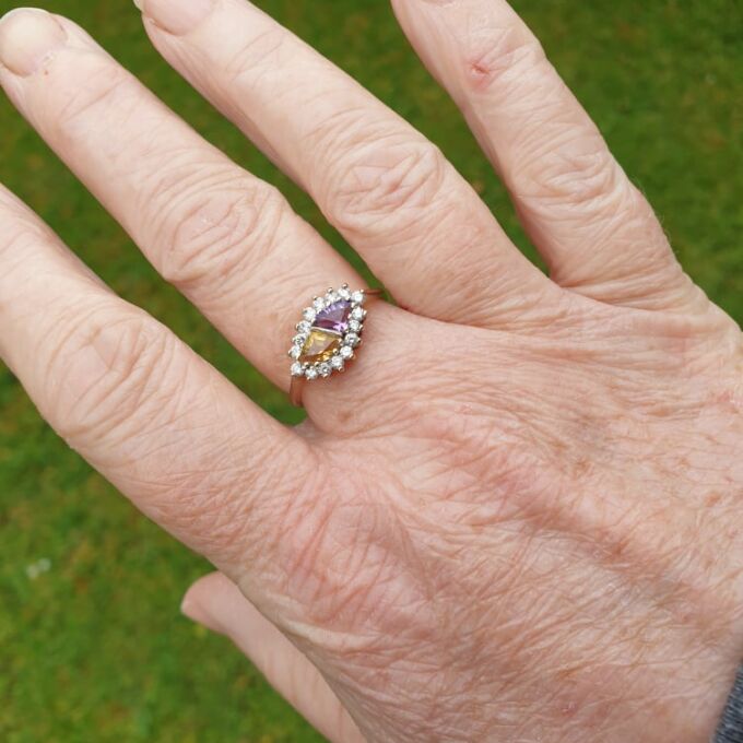 Citrine and Amethyst Ring in 9ct Gold