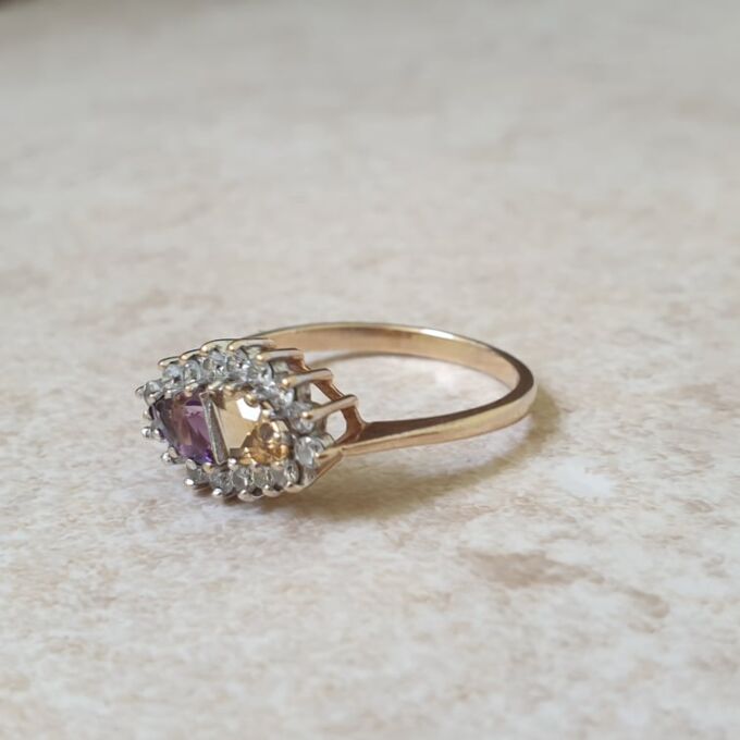 Citrine and Amethyst Ring in 9ct Gold