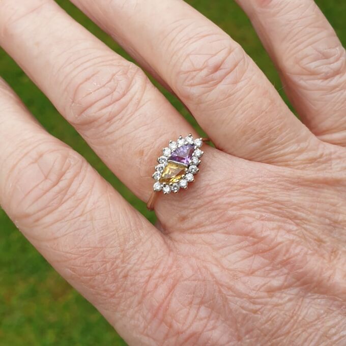 Citrine and Amethyst Ring in 9ct Gold