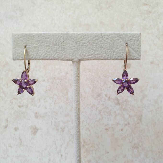 Amethyst Star Earrings in 9ct Gold