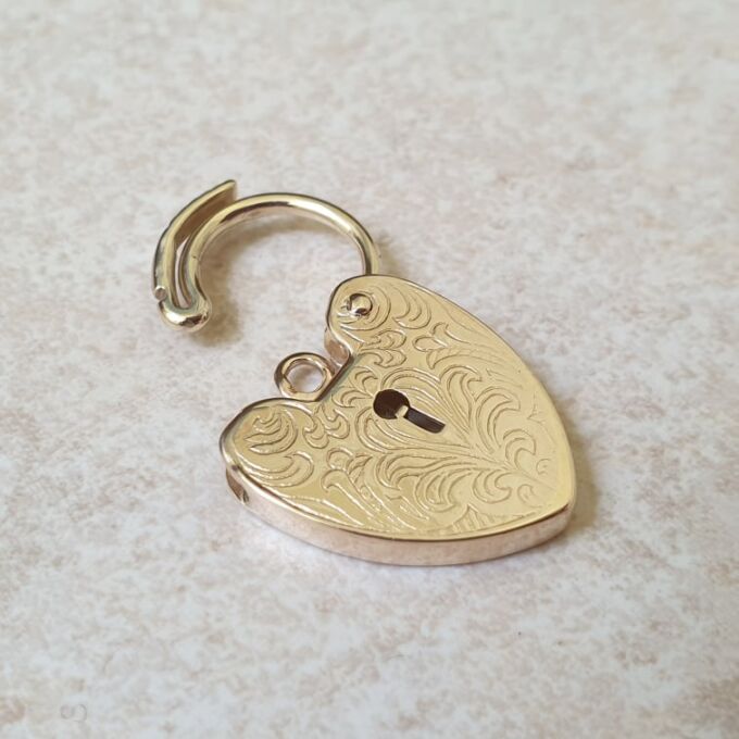 Engraved Padlock in 9ct Gold