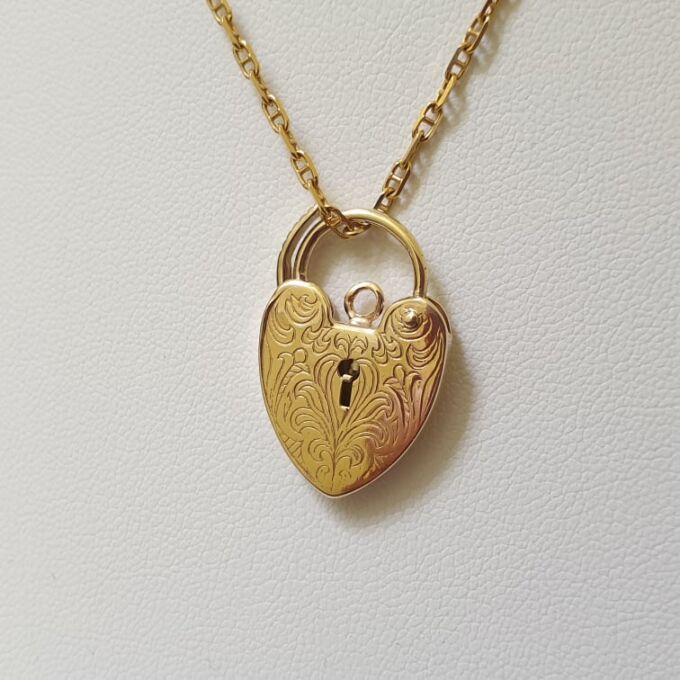 Engraved Padlock in 9ct Gold