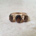 Three Stone Smoky Quartz Ring in 9ct Gold