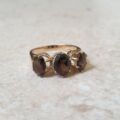 Three Stone Smoky Quartz Ring in 9ct Gold