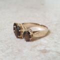 Three Stone Smoky Quartz Ring in 9ct Gold