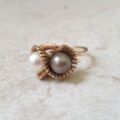 Pearl Toi et Moi Ring in 9ct Gold