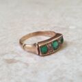 Antique Green and White Ring in 9ct Gold