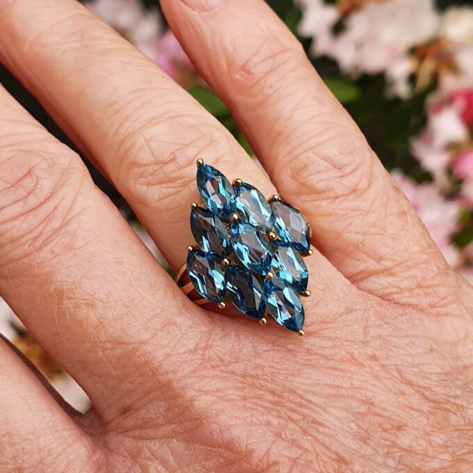 Statement Blue Topaz Ring in 9ct Gold