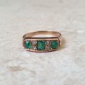 Antique Green and White Ring in 9ct Gold