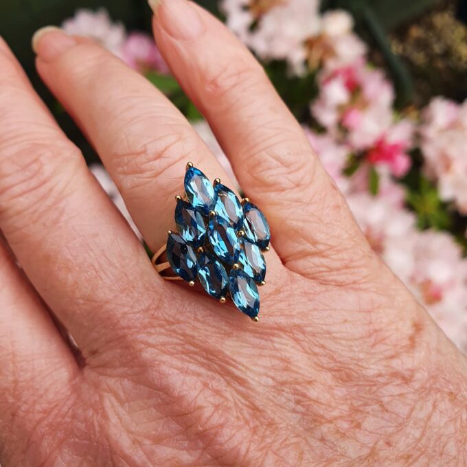 Statement Blue Topaz Ring in 9ct Gold
