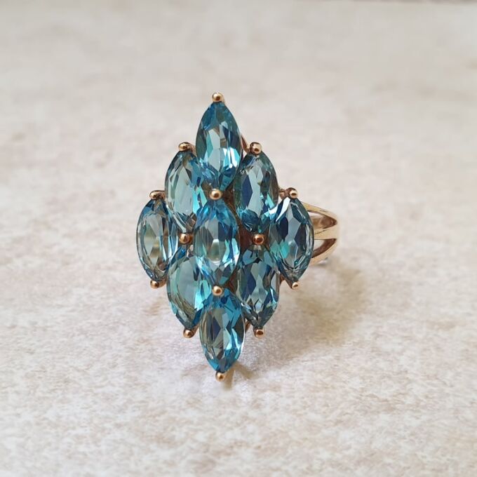 Statement Blue Topaz Ring in 9ct Gold