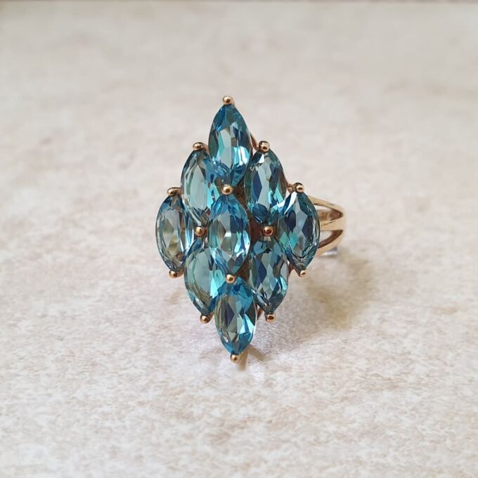 Statement Blue Topaz Ring in 9ct Gold