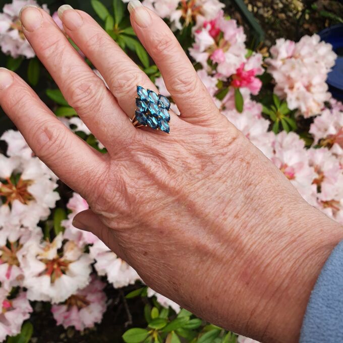 Statement Blue Topaz Ring in 9ct Gold