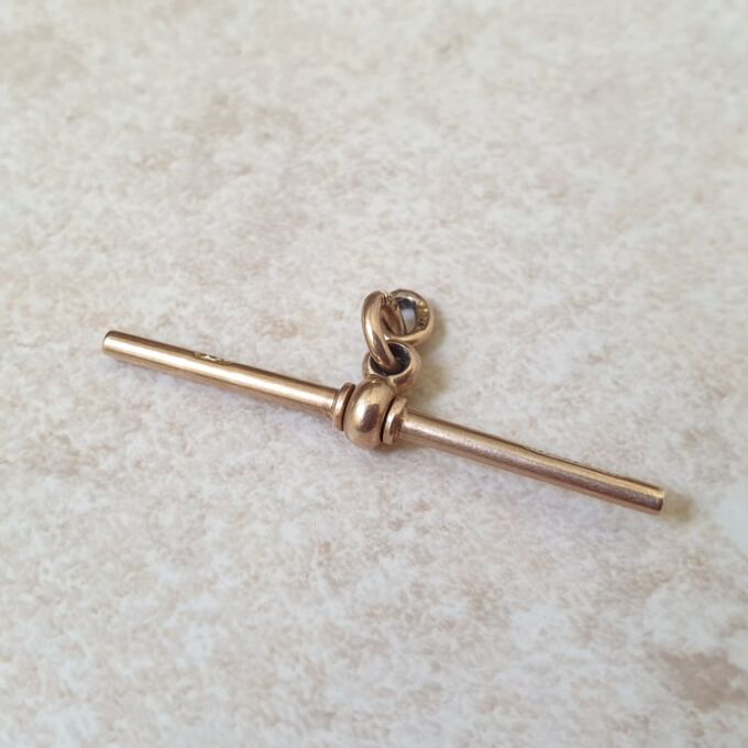 Old Plain Albert or T Bar in 9ct Gold