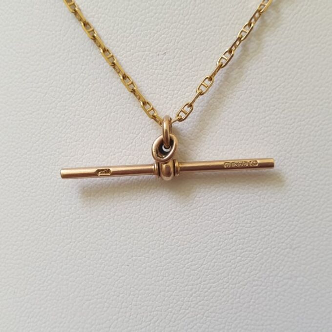 Old Plain Albert or T Bar in 9ct Gold