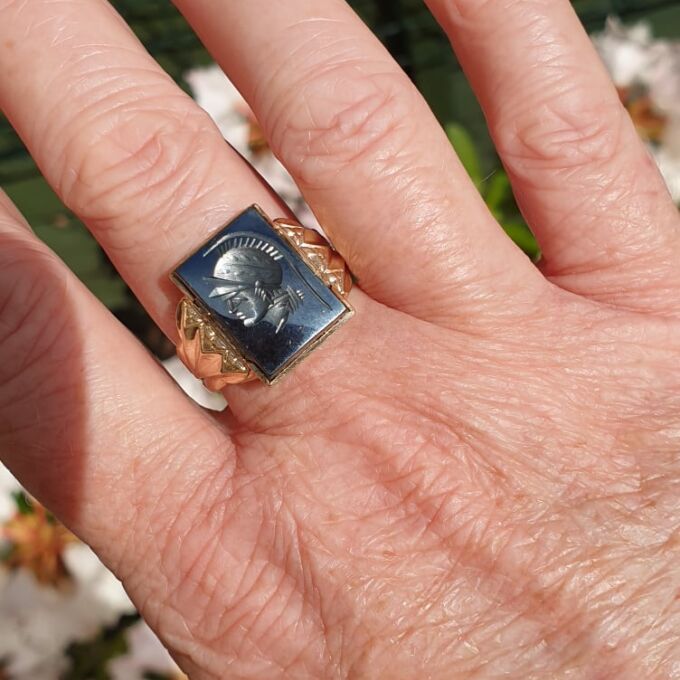 Hematite Centurion Statement Ring in 9ct Gold
