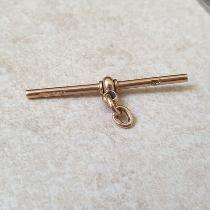 Old Plain Albert or T Bar in 9ct Gold