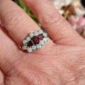 Opal and Garnet Boat Ring in 9ct Gold