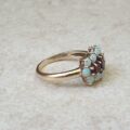 Opal and Garnet Boat Ring in 9ct Gold