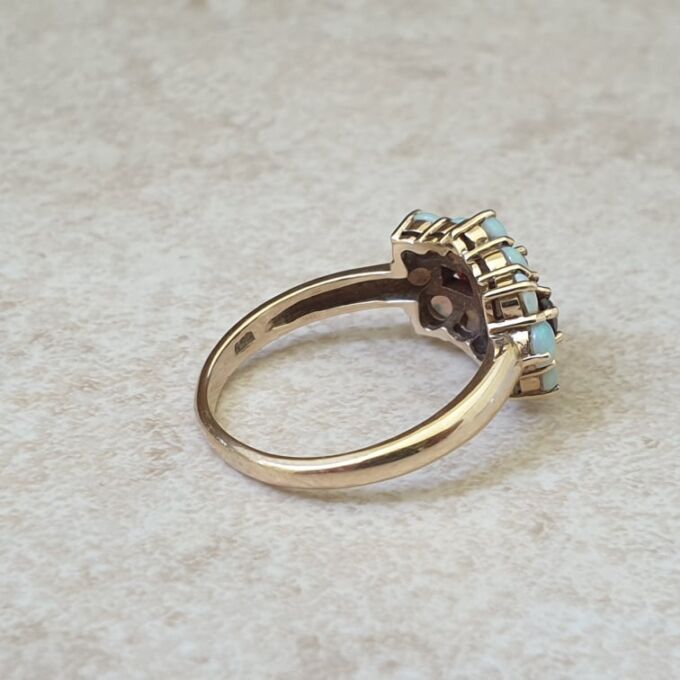 Opal and Garnet Boat Ring in 9ct Gold