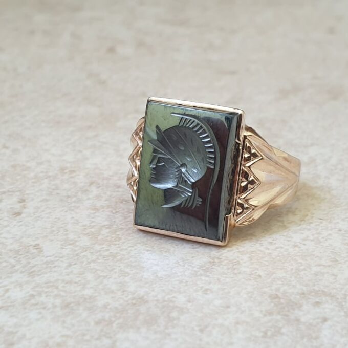 Hematite Centurion Statement Ring in 9ct Gold