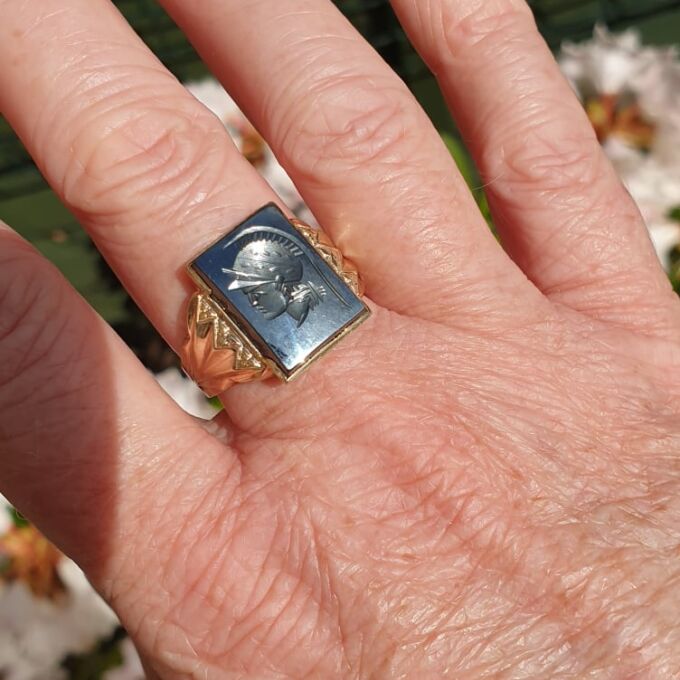 Hematite Centurion Statement Ring in 9ct Gold