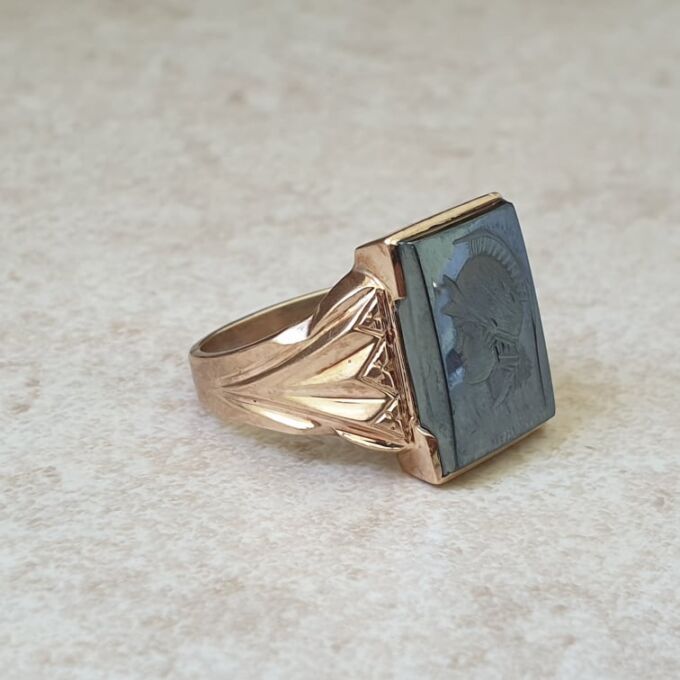 Hematite Centurion Statement Ring in 9ct Gold