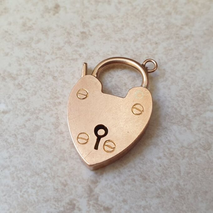 Plain Heart Padlock in 9ct Rose Gold