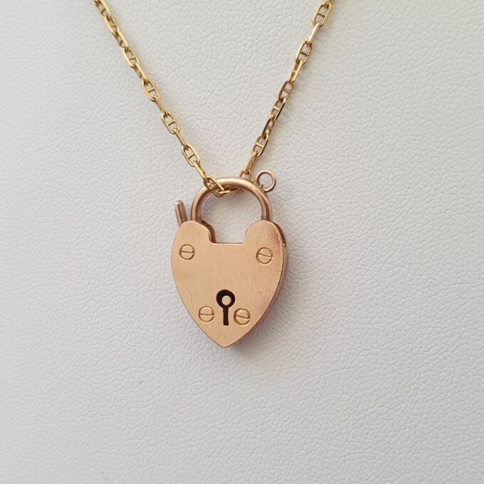 Plain Heart Padlock in 9ct Rose Gold
