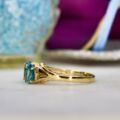 Three Stone Bright Blue Zircon Ring in 9ct Gold