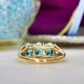 Three Stone Bright Blue Zircon Ring in 9ct Gold