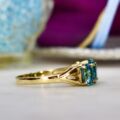 Three Stone Bright Blue Zircon Ring in 9ct Gold
