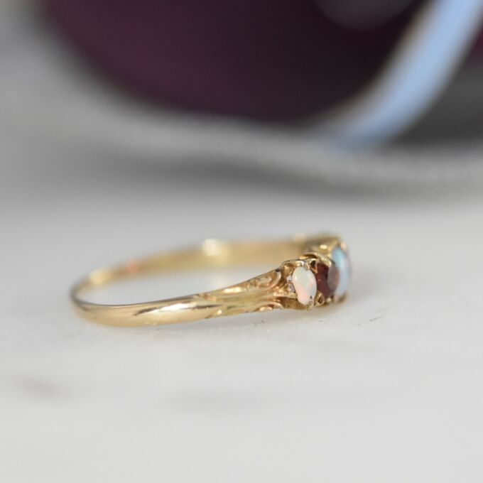 Opal and Garnet Ring in 18ct Gold