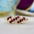Ruby and Diamond Striped Ring in 9ct Gold