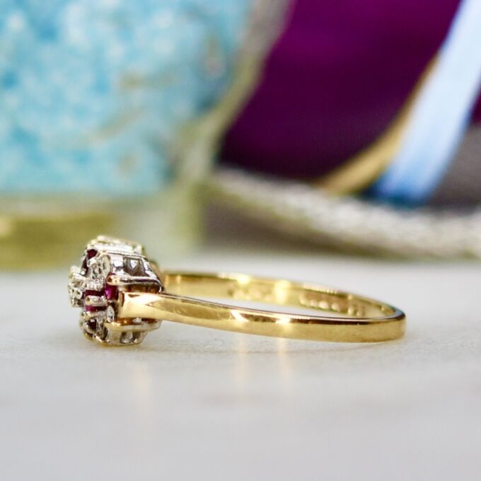 Ruby and Diamond Striped Ring in 9ct Gold