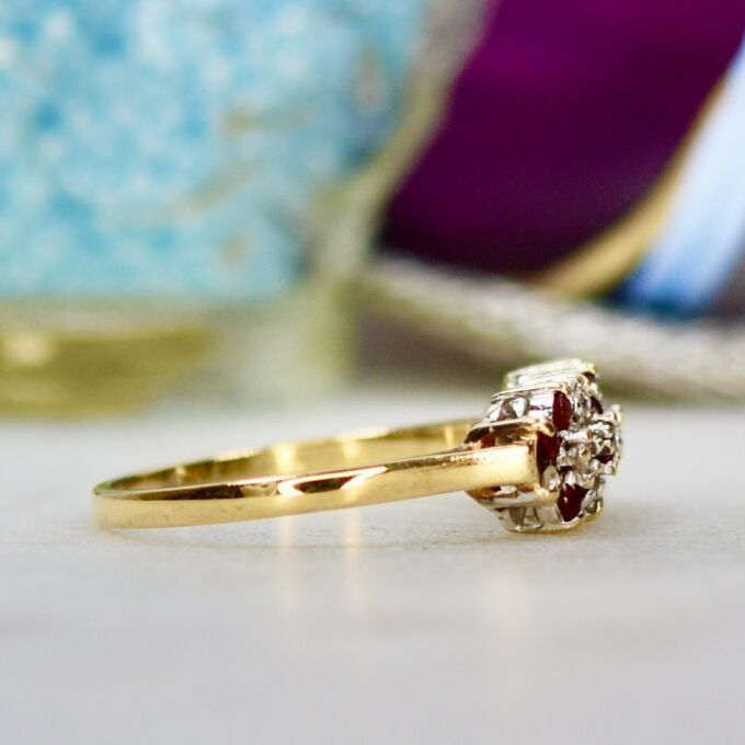Ruby and Diamond Striped Ring in 9ct Gold