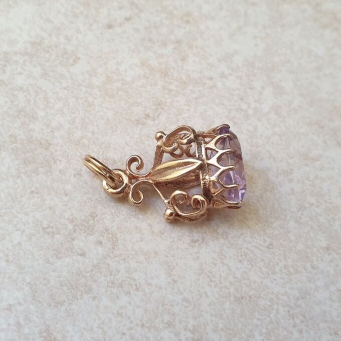 Amethyst Fob Pendant in 9ct Gold