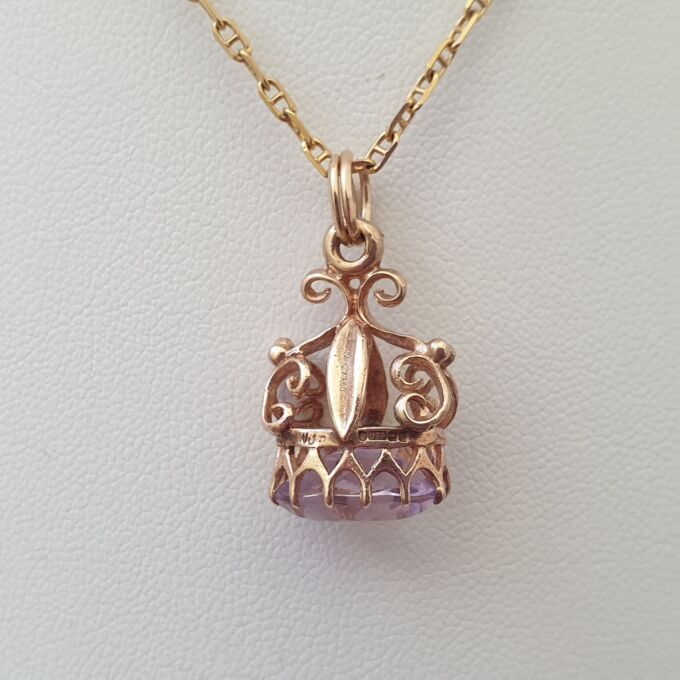 Amethyst Fob Pendant in 9ct Gold